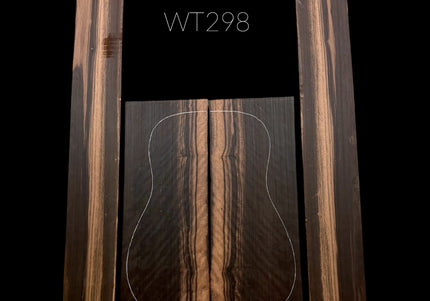 Curly Ebony Acoustic Guitar Back and Sides, Dreadnought (#WT298)